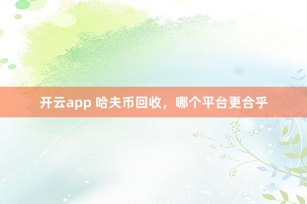 开云app 哈夫币回收，哪个平台更合乎