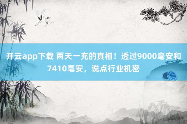 开云app下载 两天一充的真相！透过9000毫安和7410毫安，说点行业机密