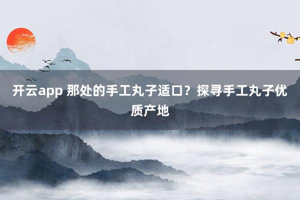 开云app 那处的手工丸子适口？探寻手工丸子优质产地